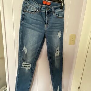 Wax Jean Women's Blue Ripped Skinny Jeans
